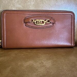 Ralph Lauren Tan Leather Wallet with Gold Accent
